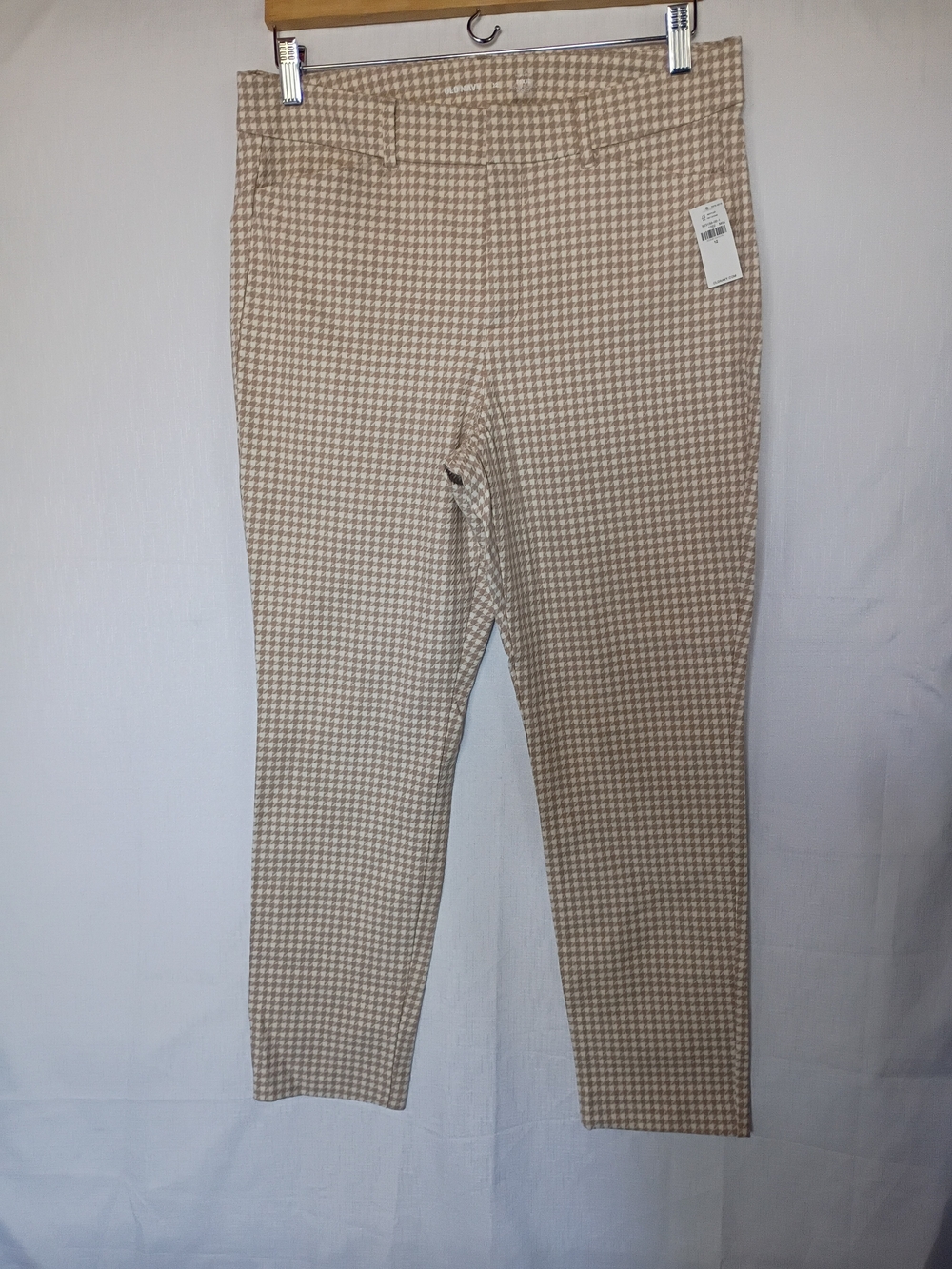 Old Navy Women’s Pixie High Rise Beige Gingham Ankle Pants Size 12 Stretch - Picture 4 of 10